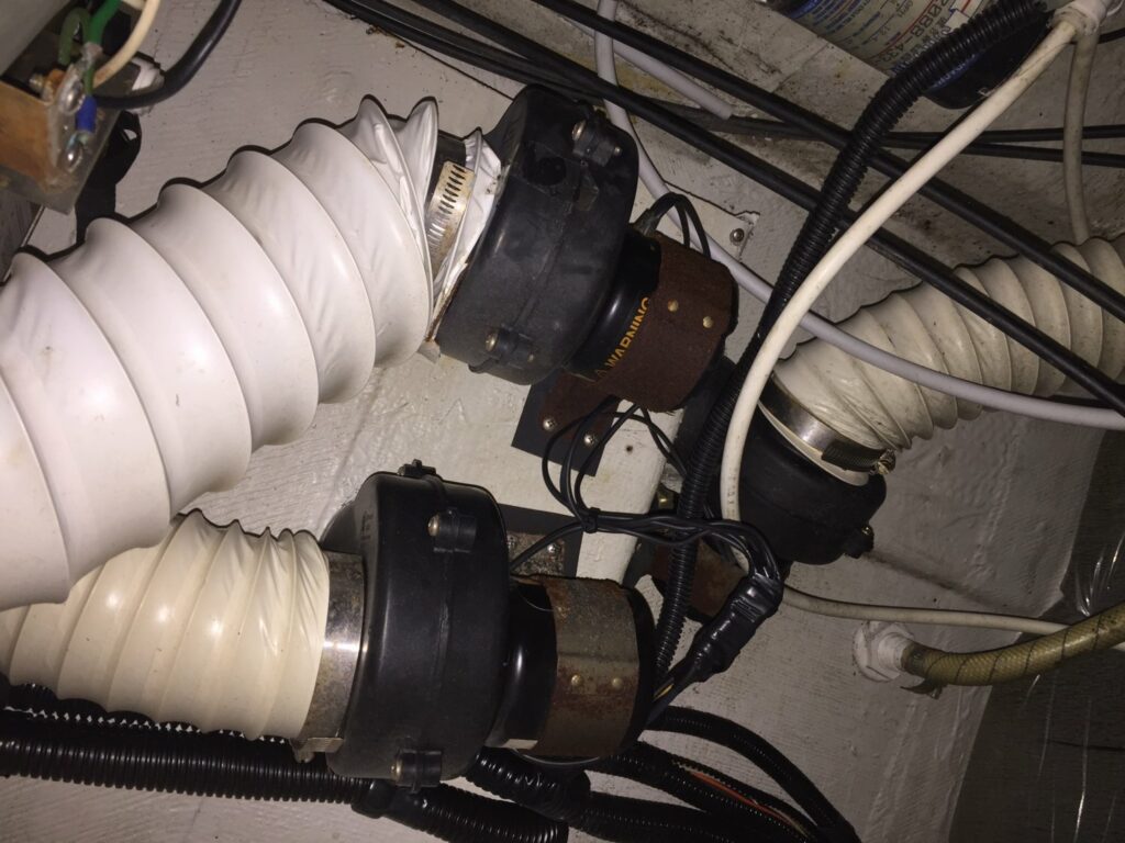 Bilge blowers on yacht