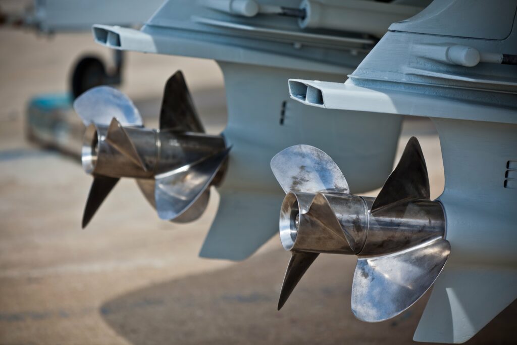 Two boat propellors.
