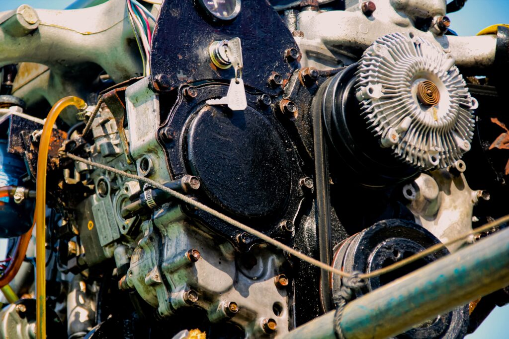 Old motorboat engine.